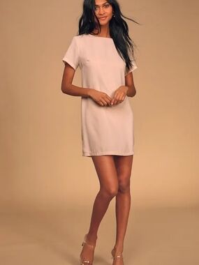 Lulu's Blush Short Sleeve Shift Mini Dress